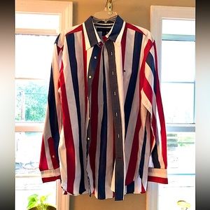 Vintage Tommy Hilfiger red, white, and blue button down shirt